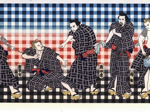 浮世絵木版画 Backstreet Boys 裏街路五人衆200部限定サイン入り その名も「裏街道五人衆」！バックストリートボーイズが浮世絵木版画に