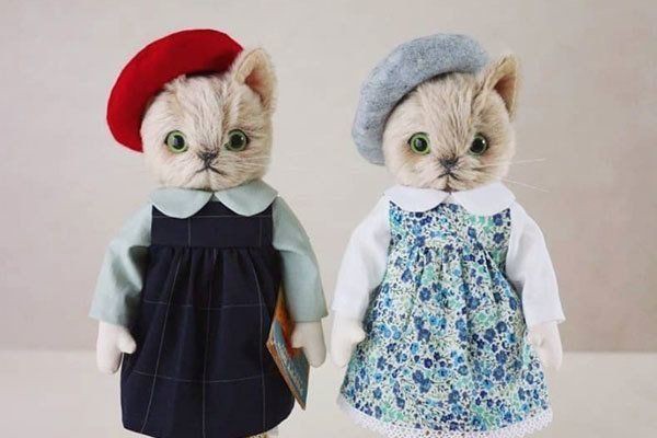 作家様　ぬいぐるみ　ねこ 作家様作品 くしゃ顔 チビ猫ぬいぐるみ minne わたしだけのぬいぐるみを作